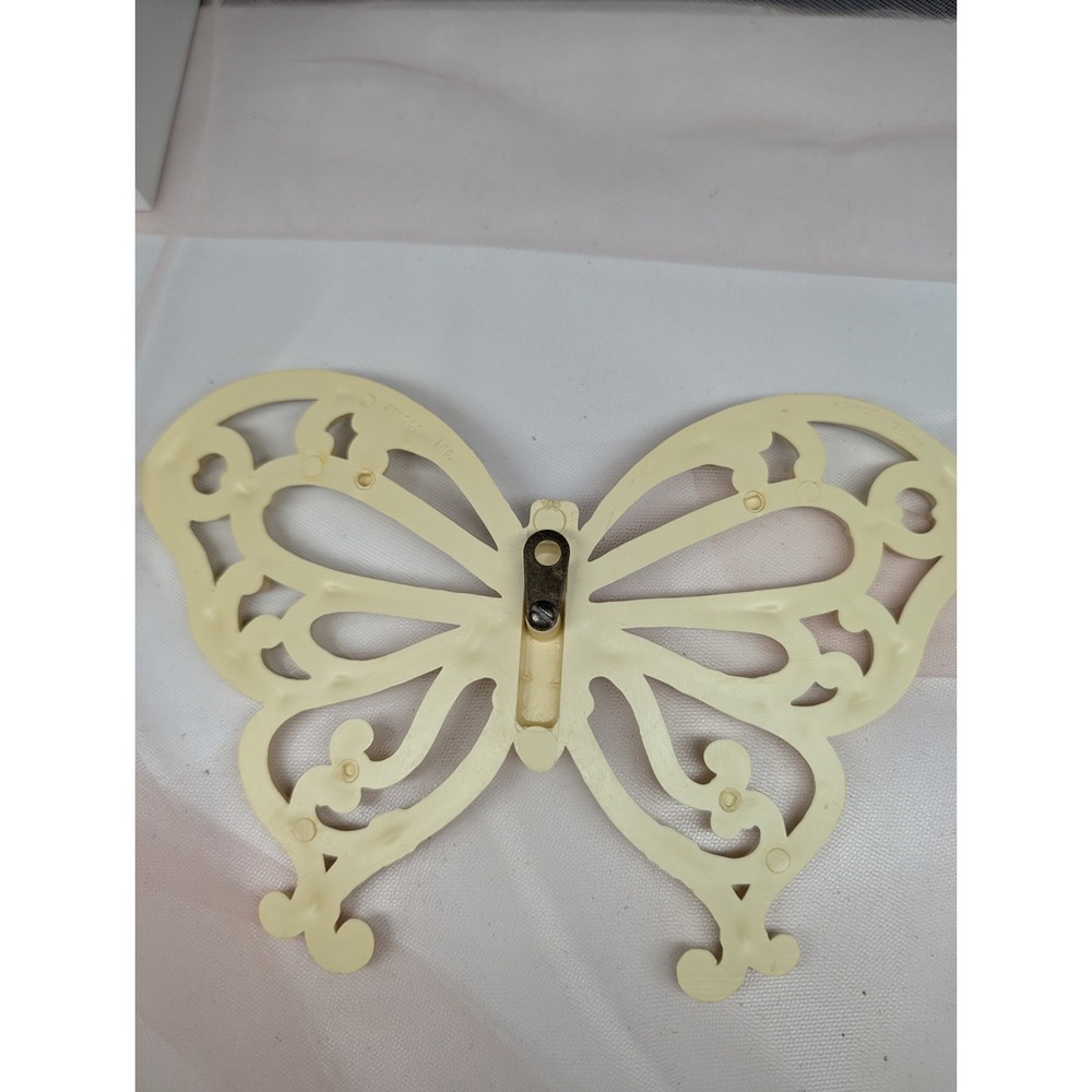 Mid Century Homco / Syroco Cream Butterfly Wall Plaques Set of 2 Retro 7551 - Picture 9 of 9